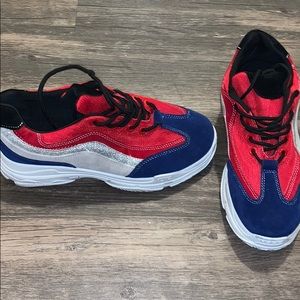 Blue red and silver glitter Fashion sneakers